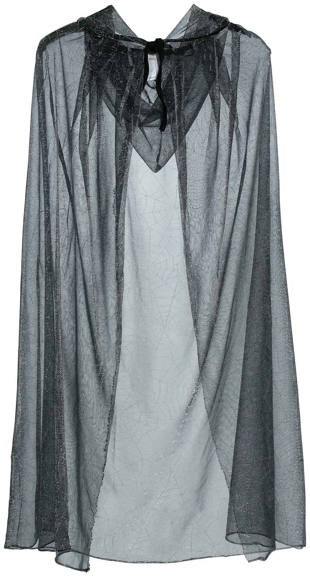 Gennemsigtig skinnende kappe, sølv, 130 cm