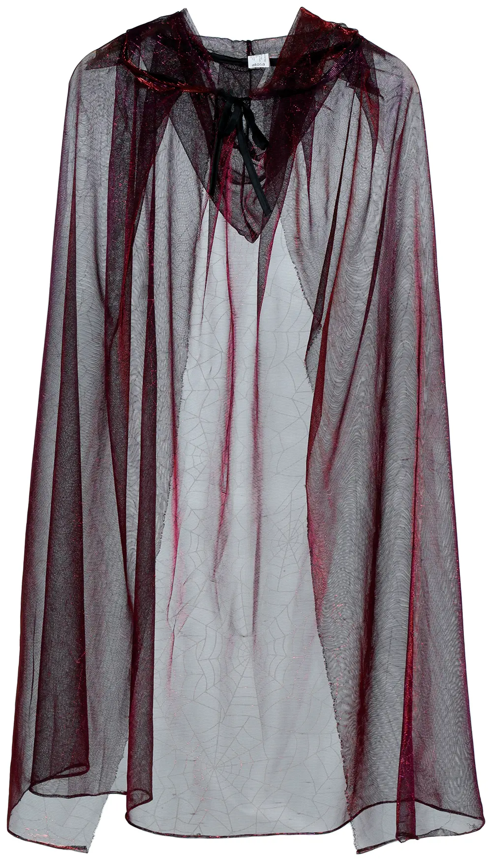 Gennemsigtig skinnende kappe, rød, 130 cm