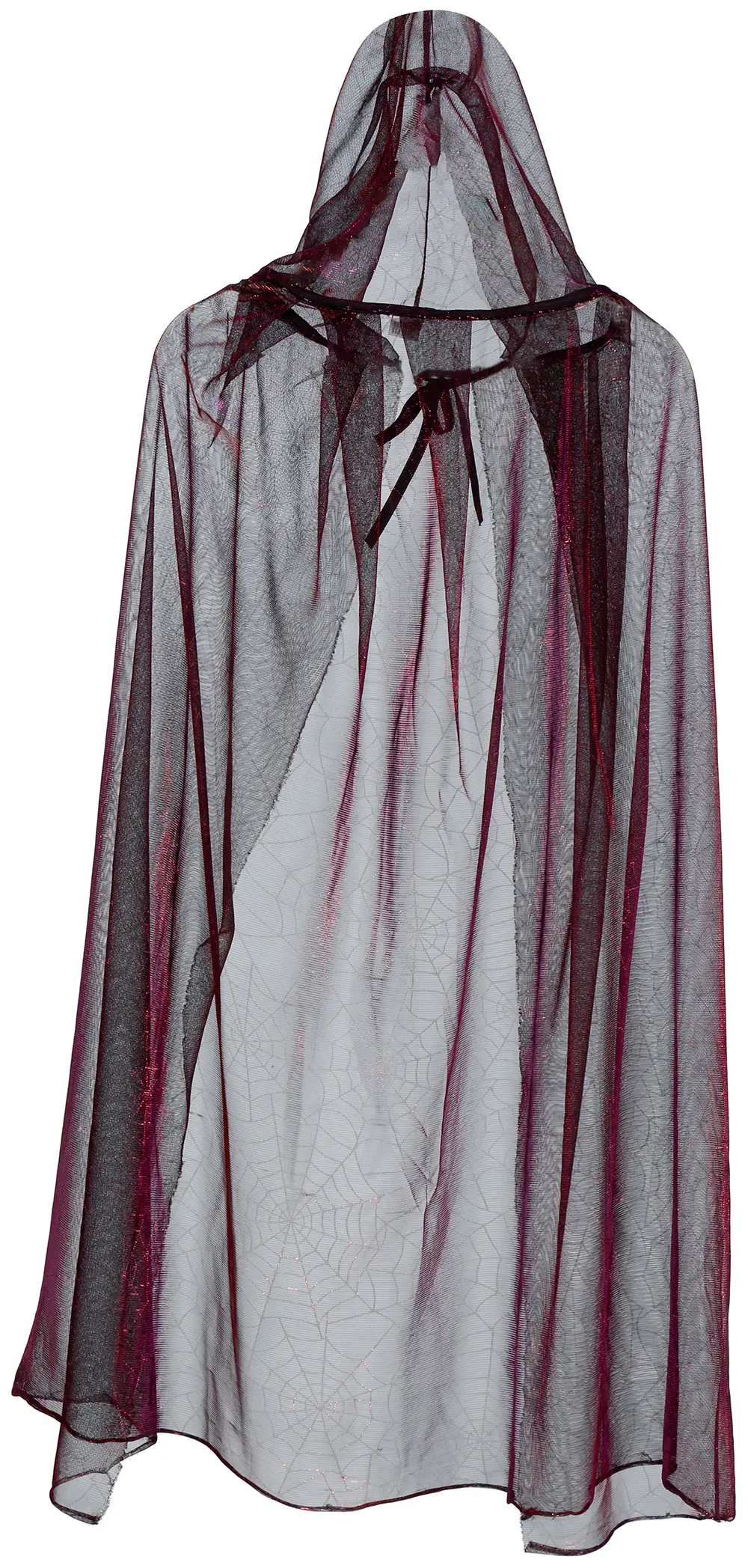 Gennemsigtig skinnende kappe, rød, 130 cm