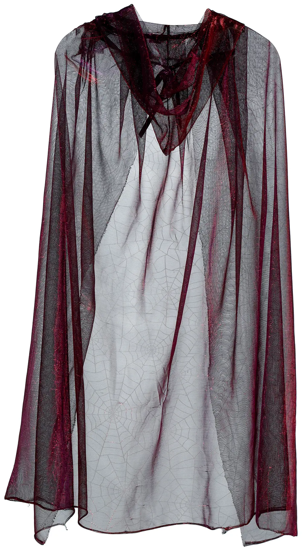 Gennemsigtig skinnende kappe, rød, 130 cm