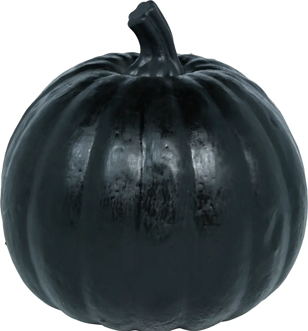 Sort græskar med lys, skum, 20 cm