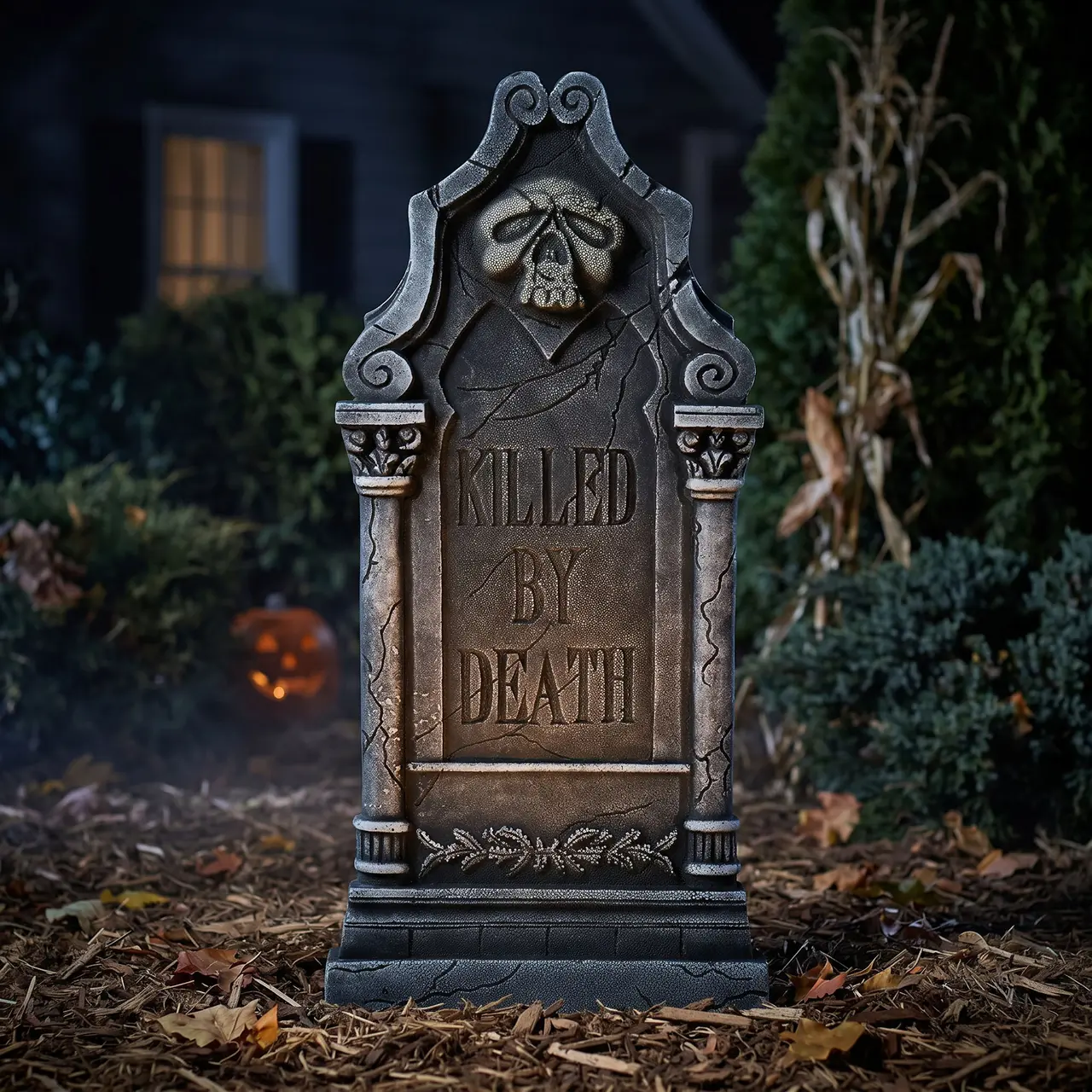 Gravsten "Killed by Death", 90 × 45 cm