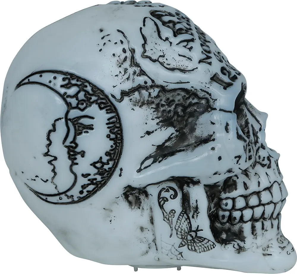 Dekoreret Ouija-kranie med lys, PVC, 20 cm