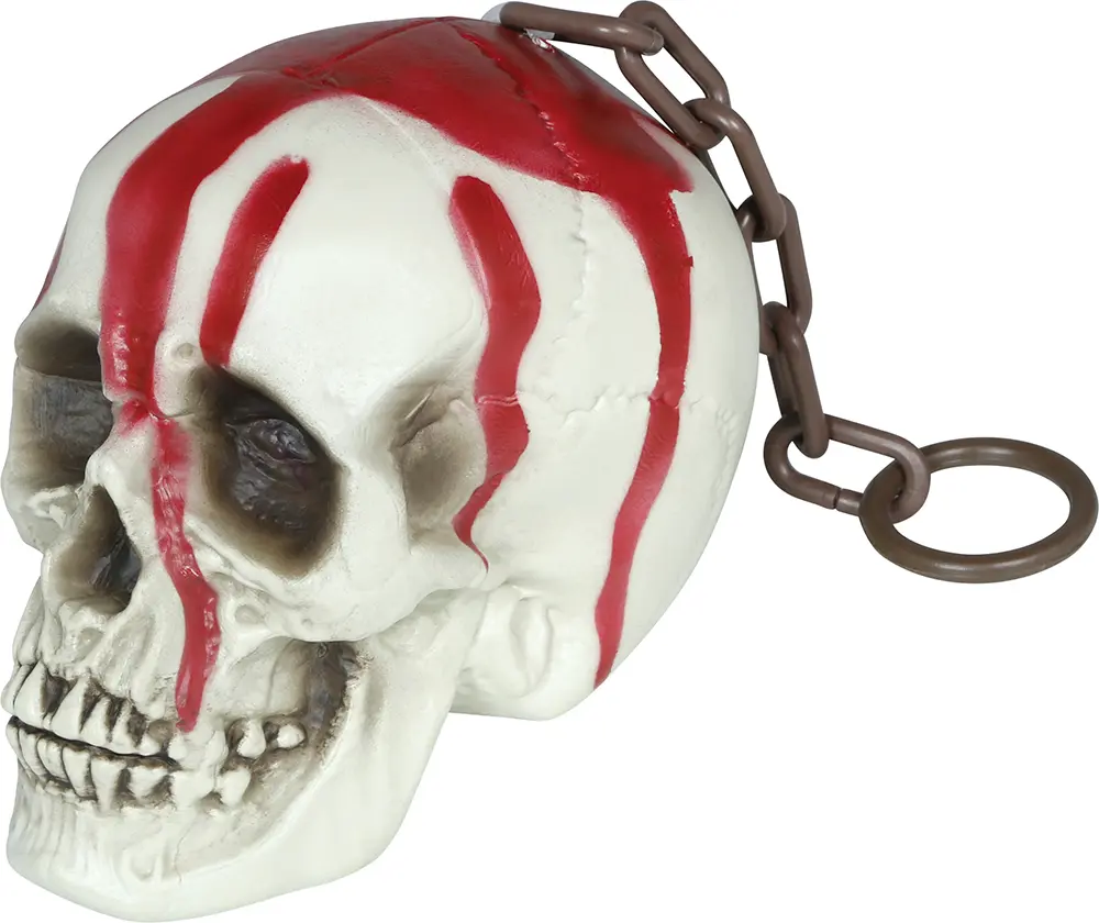 Blodigt kranie med kæde, PVC, 20 cm