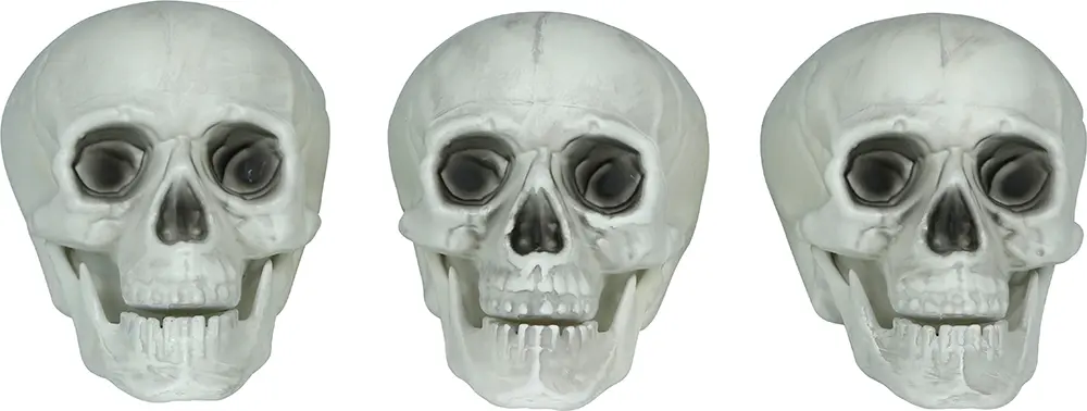Sæt med 3 kranier, PVC, 15 cm