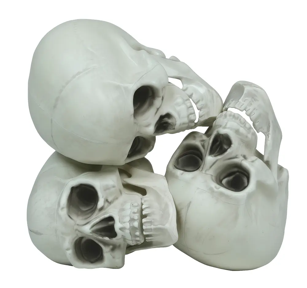 Sæt med 3 kranier, PVC, 15 cm