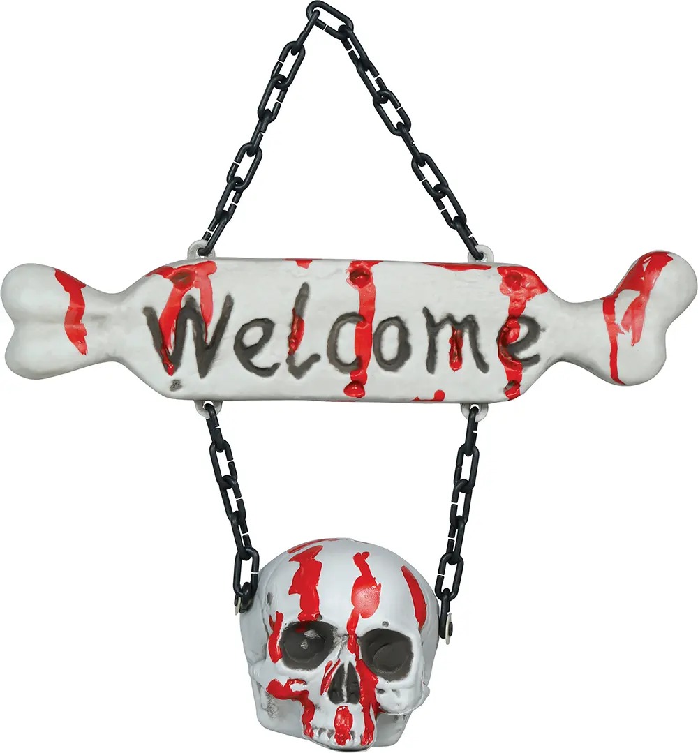 Skilt med knogler "Welcome", PVC, 40 × 37 cm