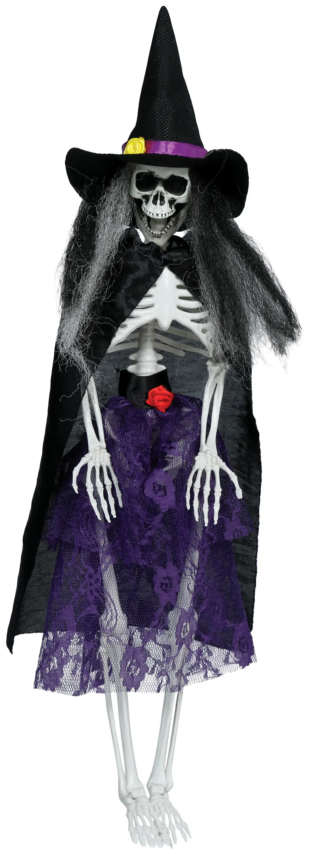 Hængende skeletheks med kjole, 47 cm
