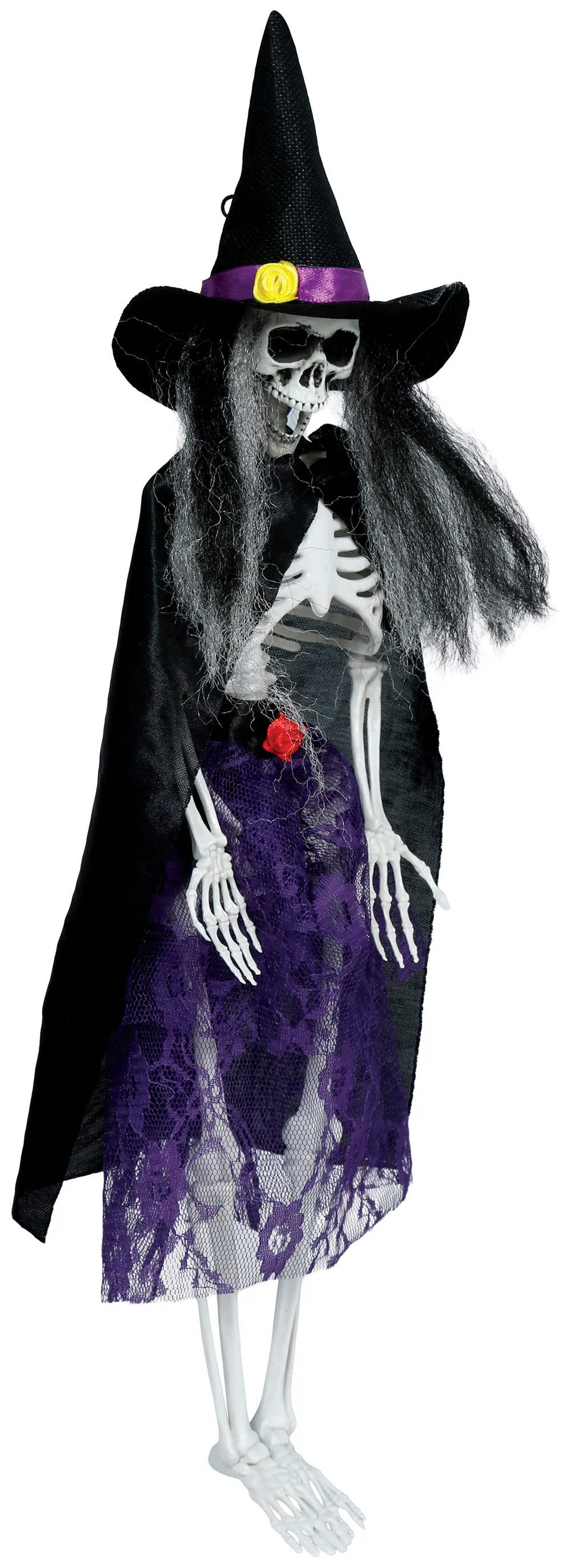 Hængende skeletheks med kjole, 47 cm