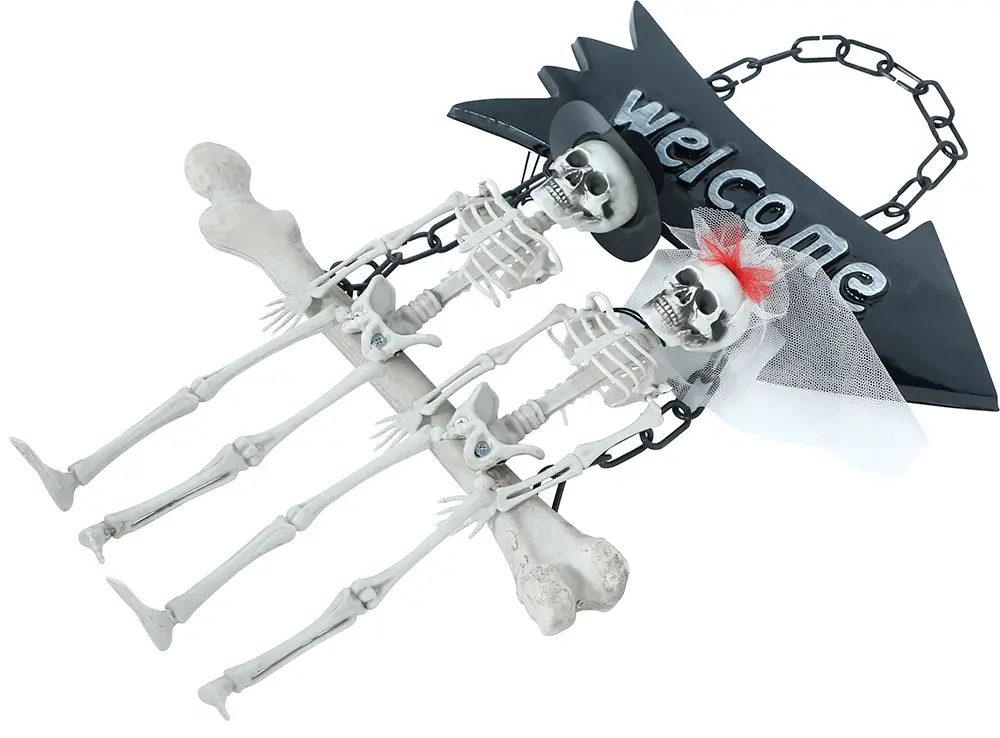 Skilt med skeletter "Welcome", PVC, 30 × 25 cm