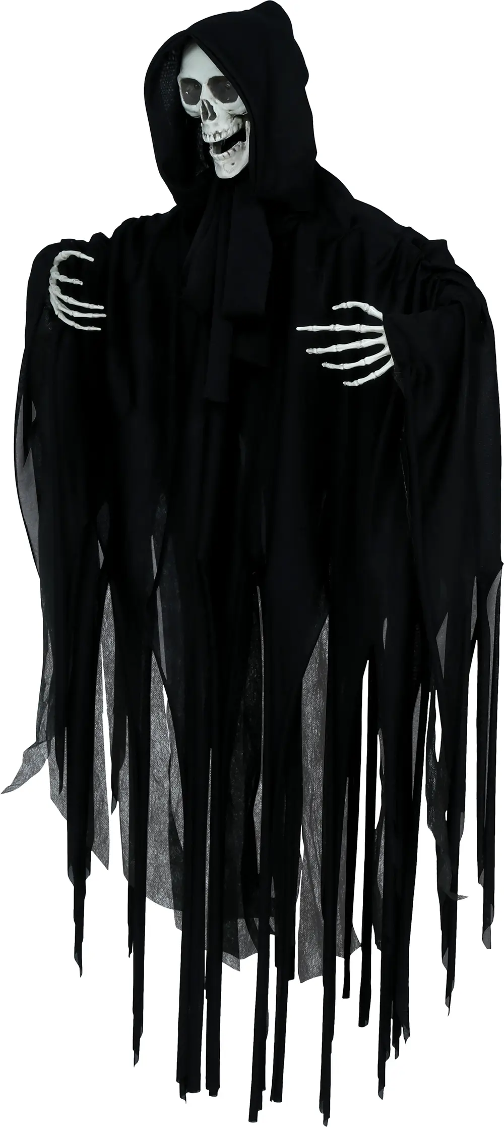 Hængende skeletdekoration med tunika, lys, lyd og bevægelse, 90 cm
