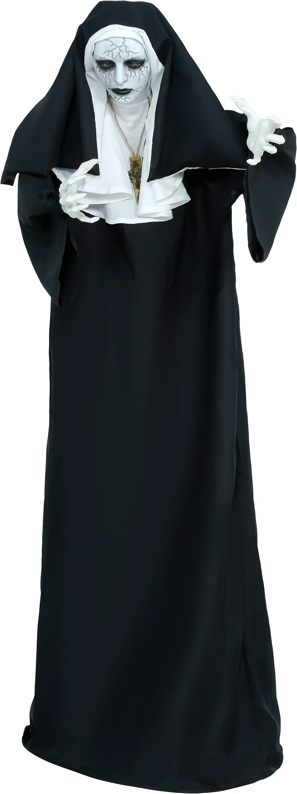 Skræknonne med stativ, lys, lyd og bevægelse, 150 cm