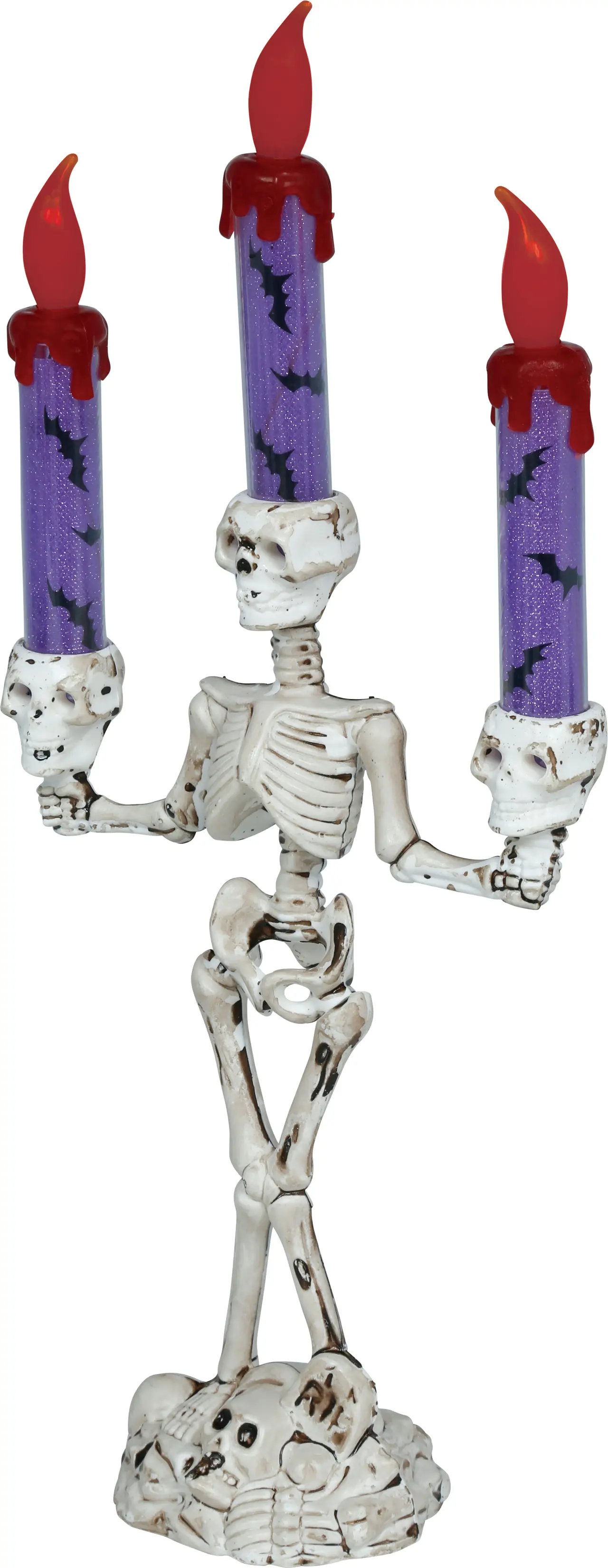 Assorteret skelet-kandelaber med lys, PVC, 35 cm