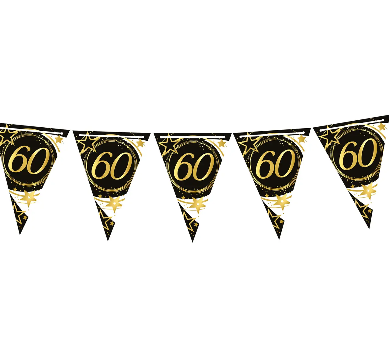 Vimpelguirlande 60 år 300 cm, 19 × 27 cm, papir
