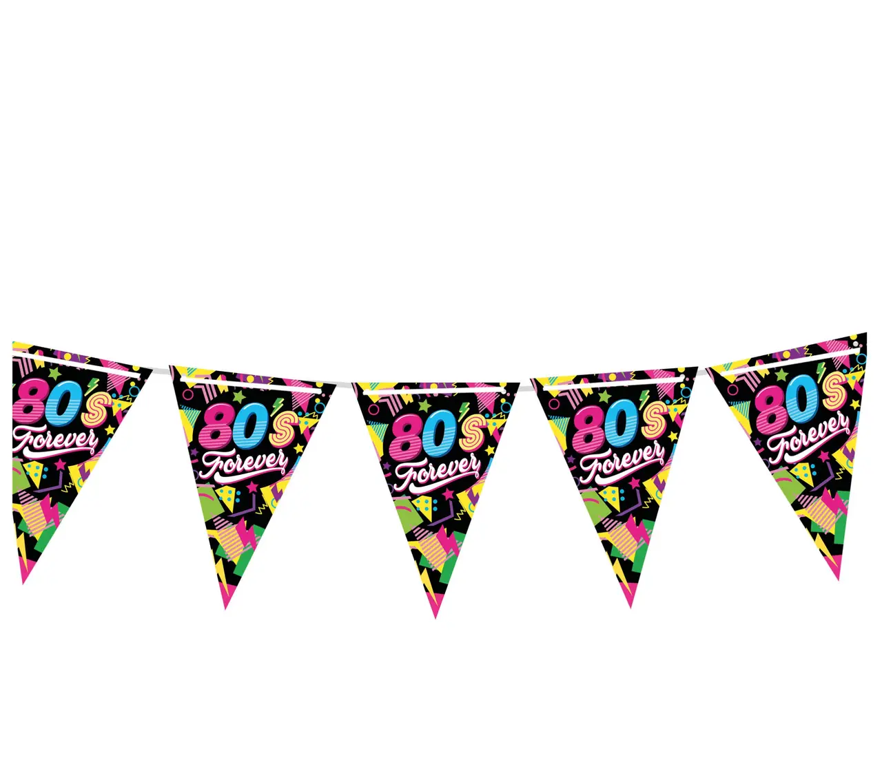 Vimpelguirlande 80'er 300 cm, 20 × 30 cm, papir