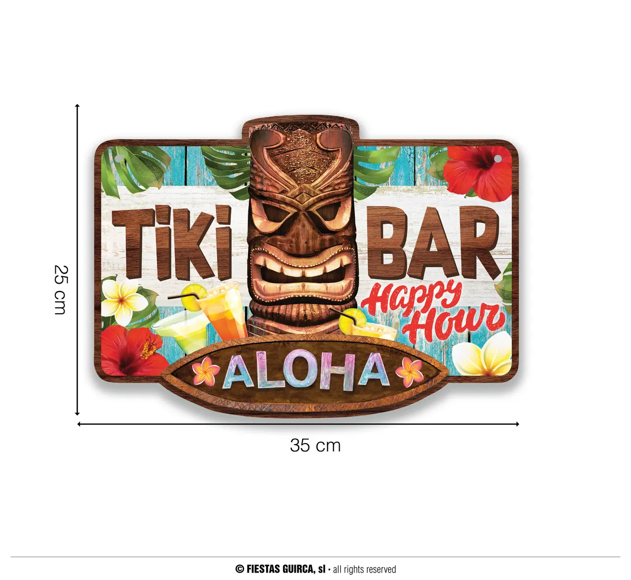 Tiki bar-skilt, 25 × 35 cm
