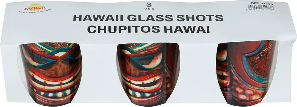 3 eksotiske Hawaii-shotglas, 5 × 6 cm