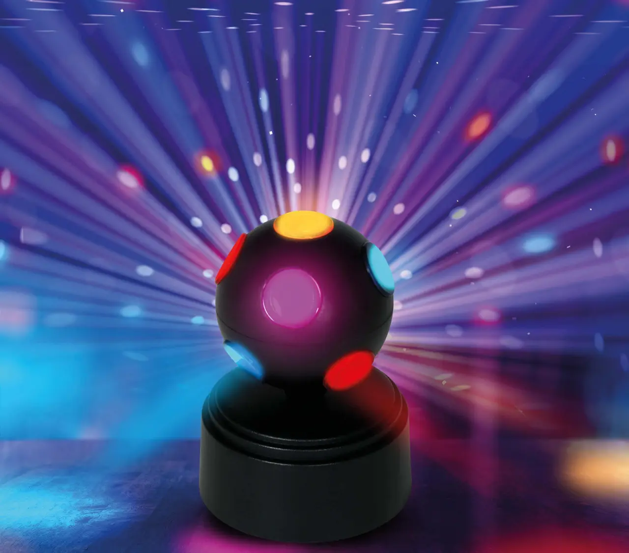 LED-discokugle 9 × 9 × 12 cm, batteridrevet
