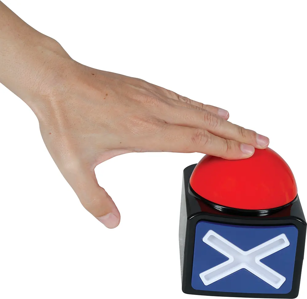 Buzzerknap "X" med lys og lyd 10 × 8 cm