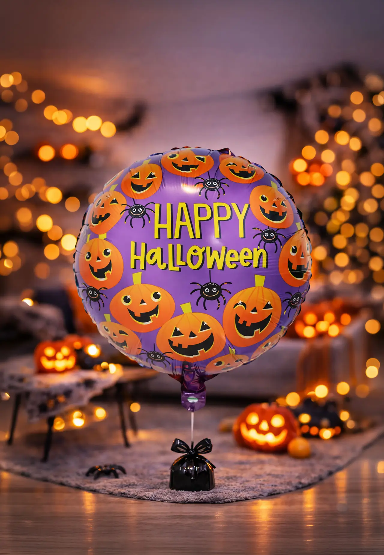 Lilla ballon "Happy Halloween" i aluminium, 50 cm