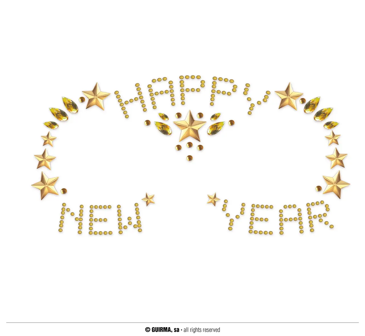 Selvklæbende ansigtssmykker "Happy New Year", 15 × 14 cm, guld