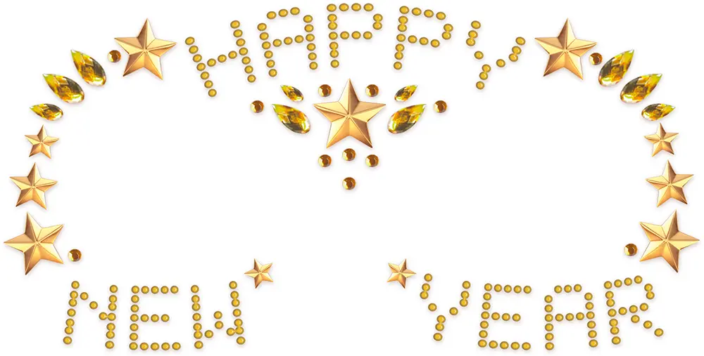 Selvklæbende ansigtssmykker "Happy New Year", 15 × 14 cm, guld