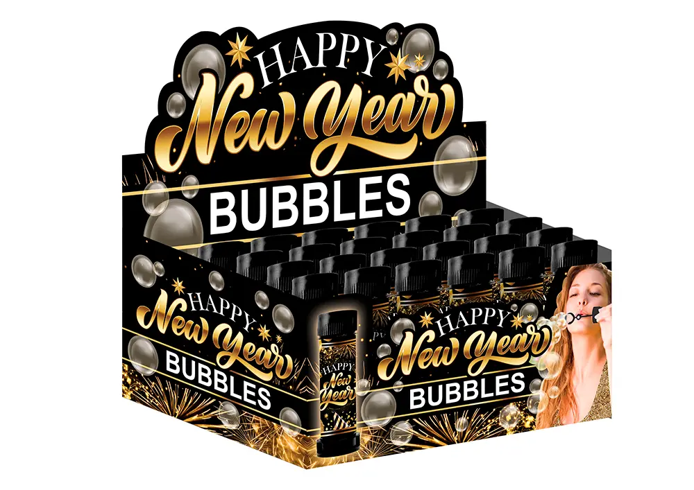 Sæbebobleflaske "Happy New Year", 14 cm