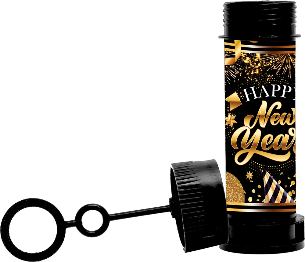 Sæbebobleflaske "Happy New Year", 14 cm