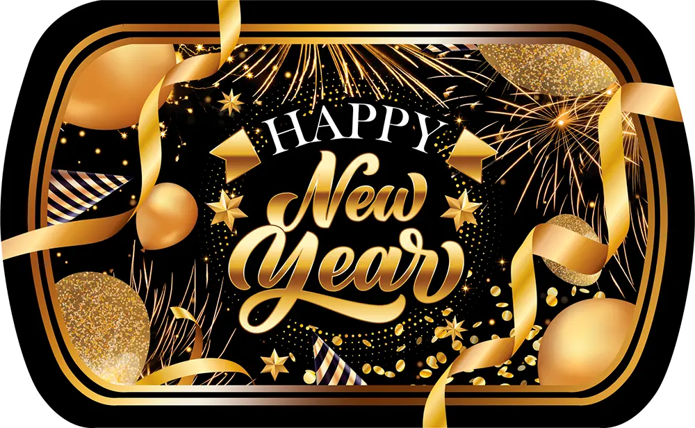 Bakke "Happy New Year", 39 × 24 cm, plast