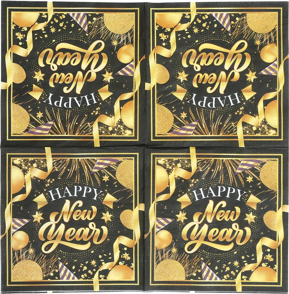 Pose med 20 servietter "Happy New Year", 16 × 16 cm