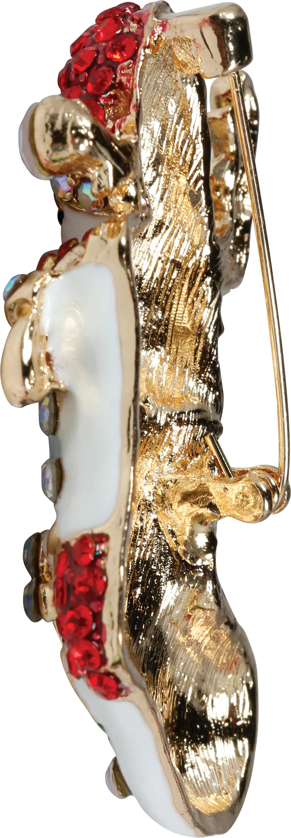 Broche med julestøvle, metal, 6 cm