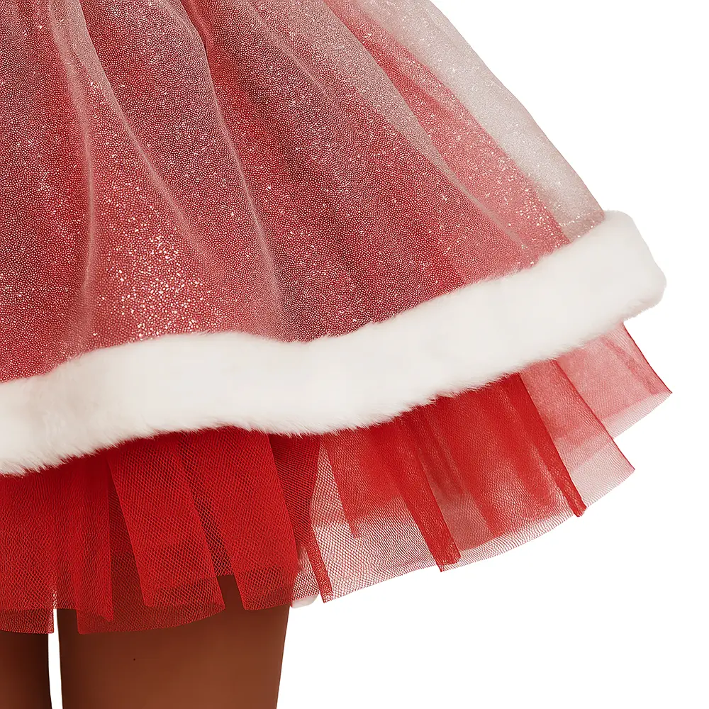 Rød julemor-tutu med glimmer til voksne, 40 cm