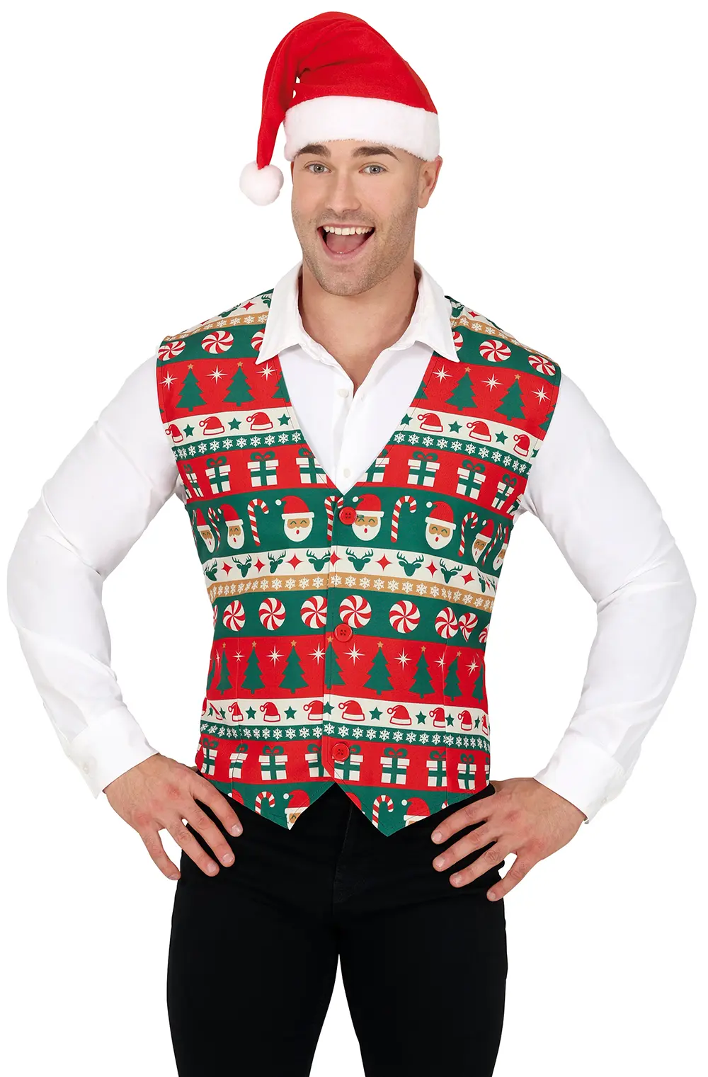 Julevest med slikstokke