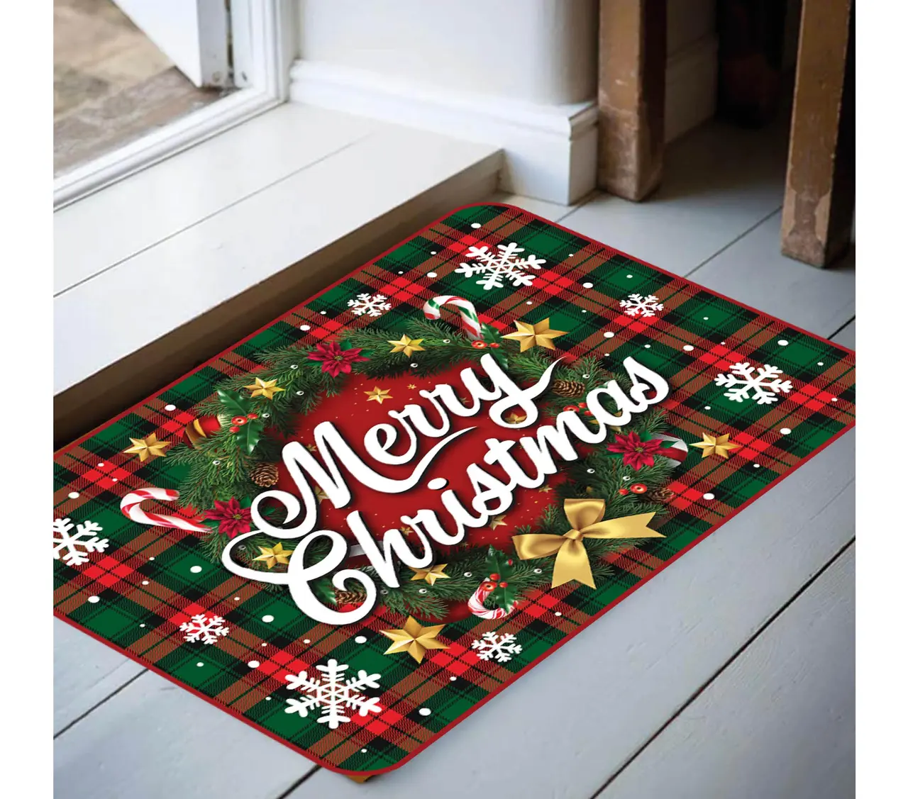 Juledørmåtte "Merry Christmas", 60 × 40 cm