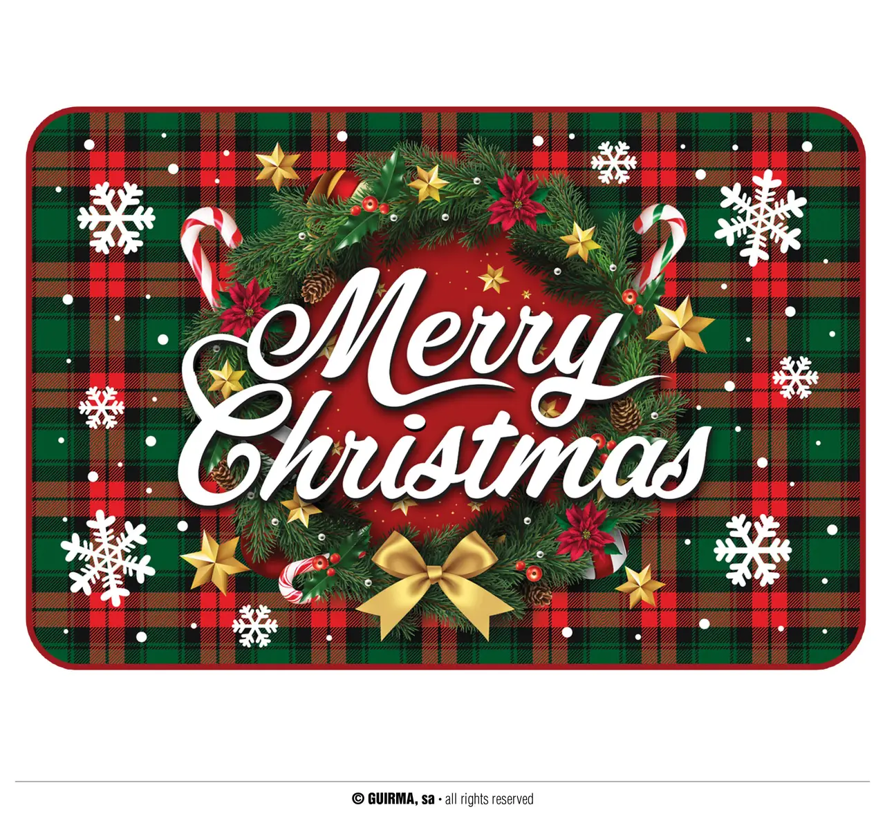 Juledørmåtte "Merry Christmas", 60 × 40 cm