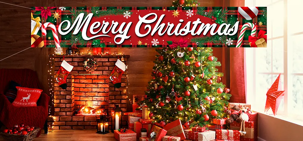 Stofbanner "Merry Christmas", 290 × 50 cm