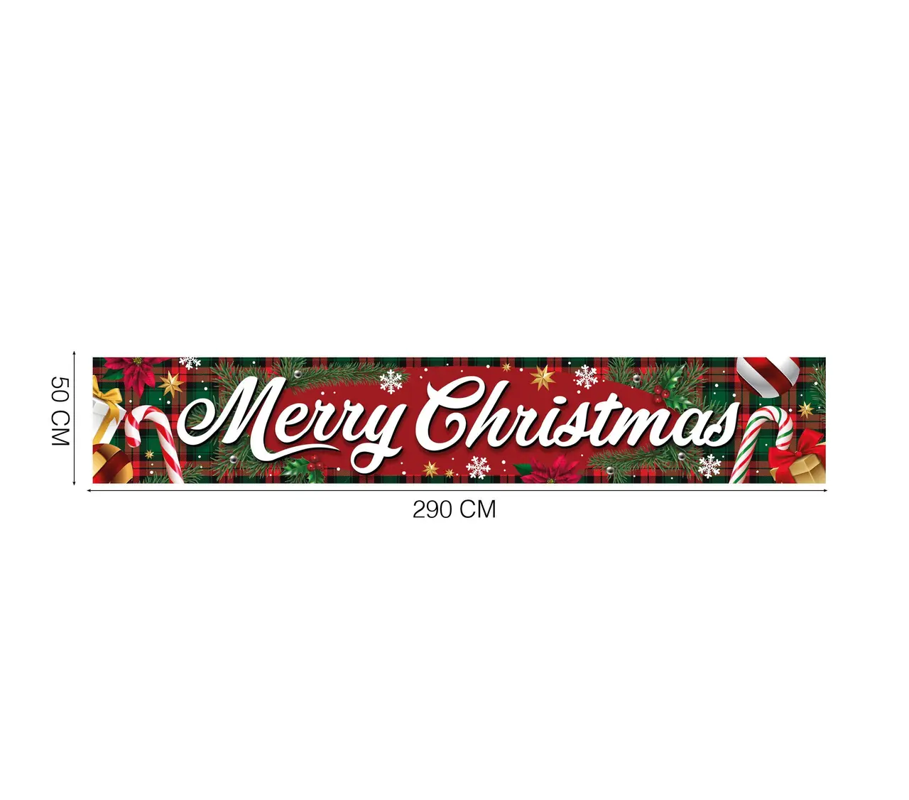 Stofbanner "Merry Christmas", 290 × 50 cm