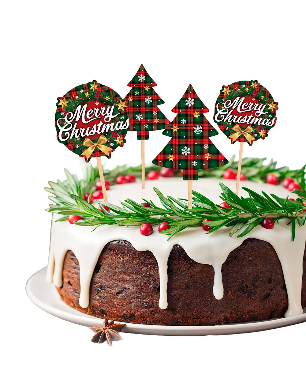 Ternet kagepynt til jul, 12 × 6 cm, papir