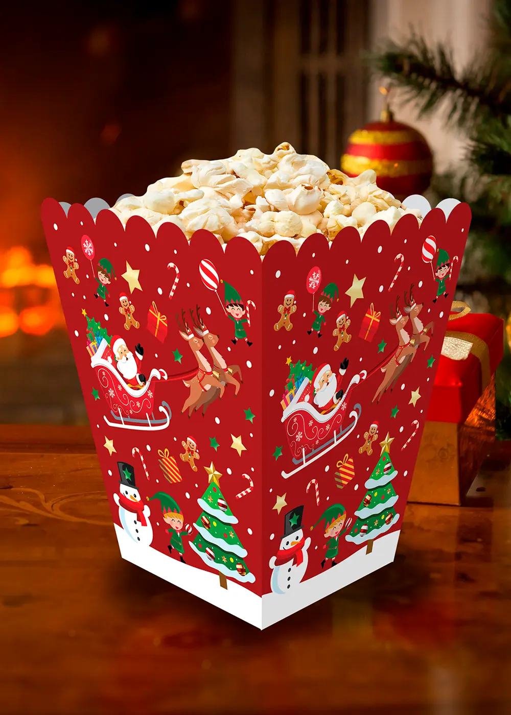 6 popcornæsker med slikstokke, 18 × 10,5 cm, pap