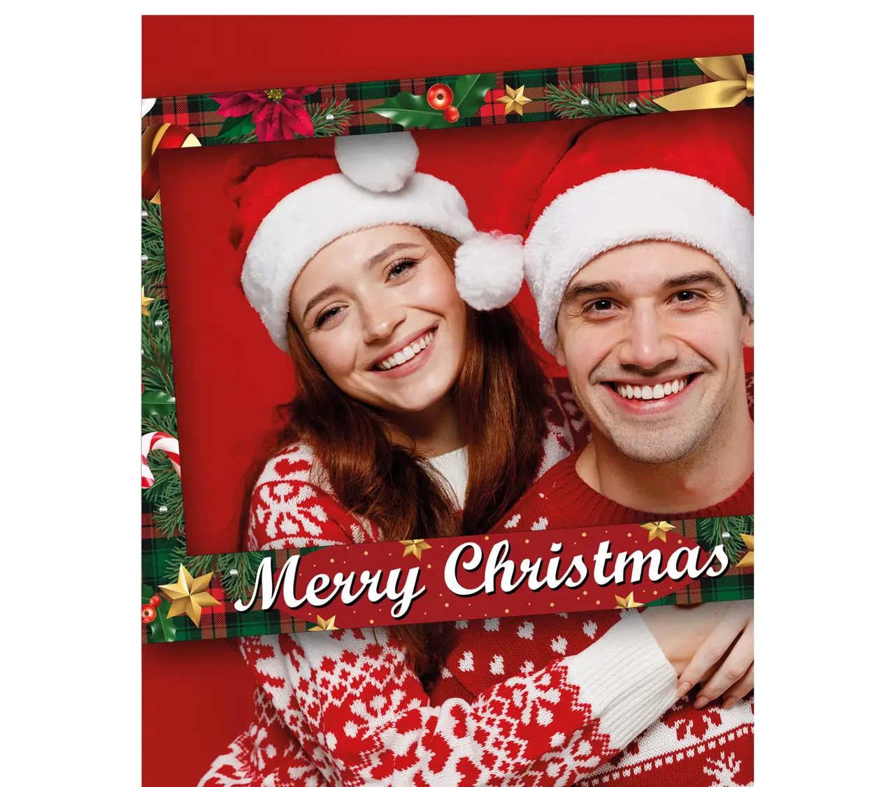 Photobooth-ramme "Merry Christmas", rød, 80 × 60 cm
