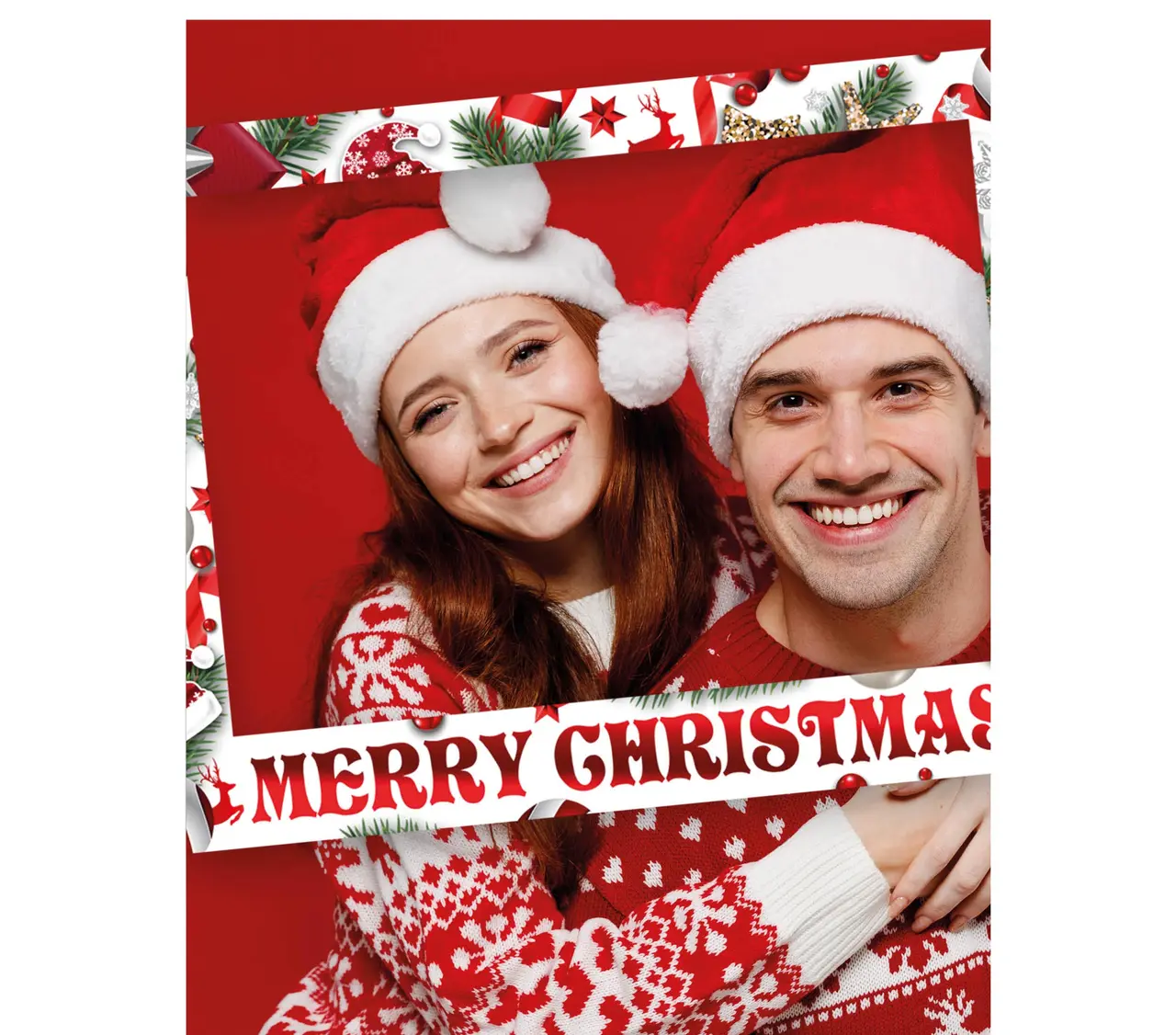 Photobooth-ramme "Merry Christmas", hvid, 80 × 60 cm