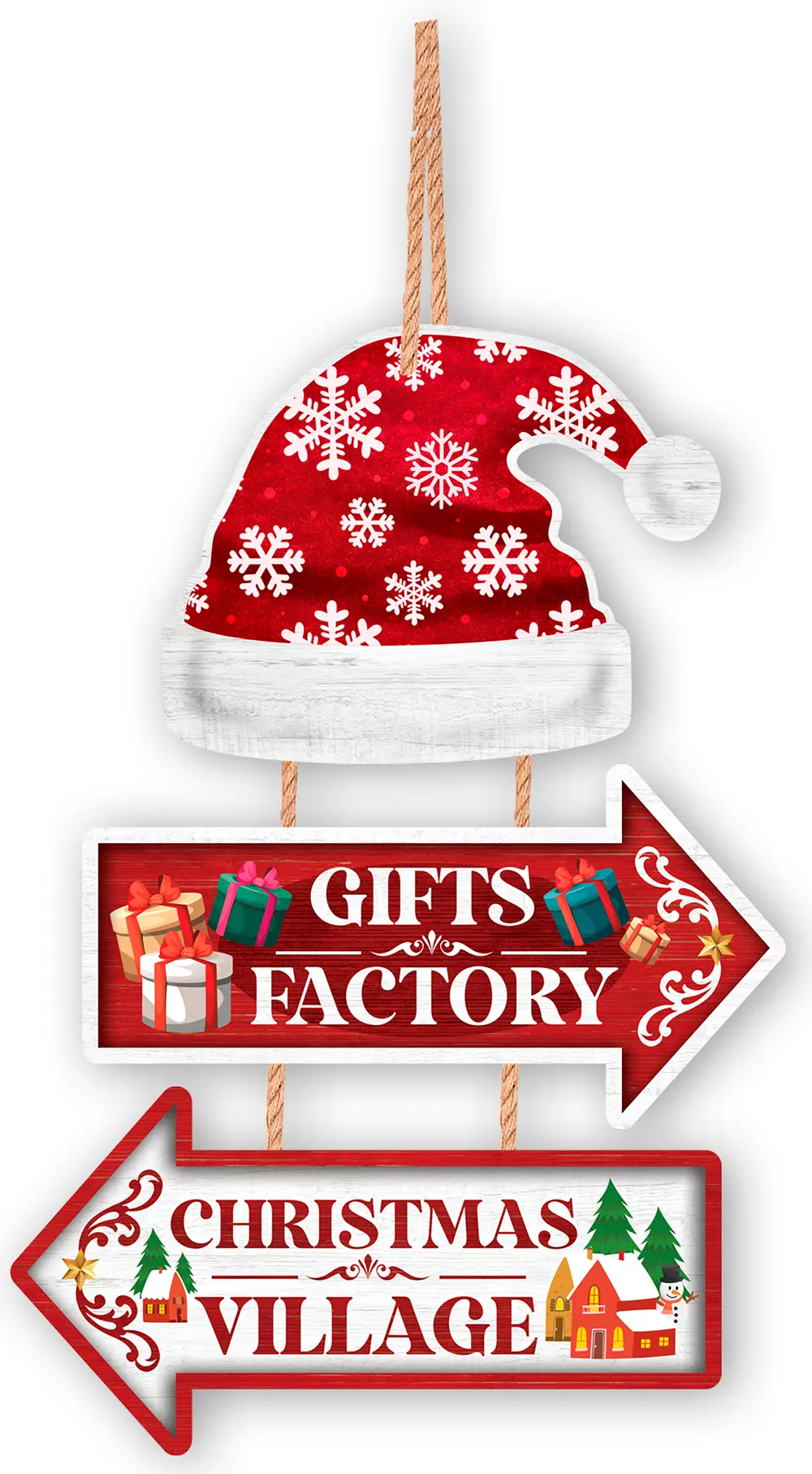 Juleskilt "Gifts Factory", 36 × 24 cm