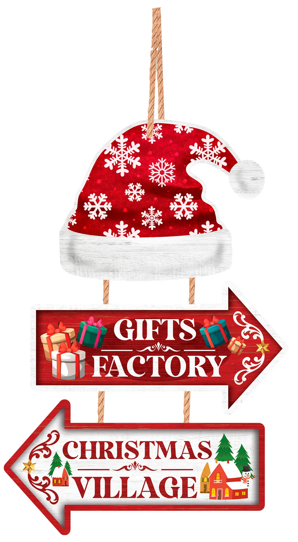 Juleskilt "Gifts Factory", 36 × 24 cm
