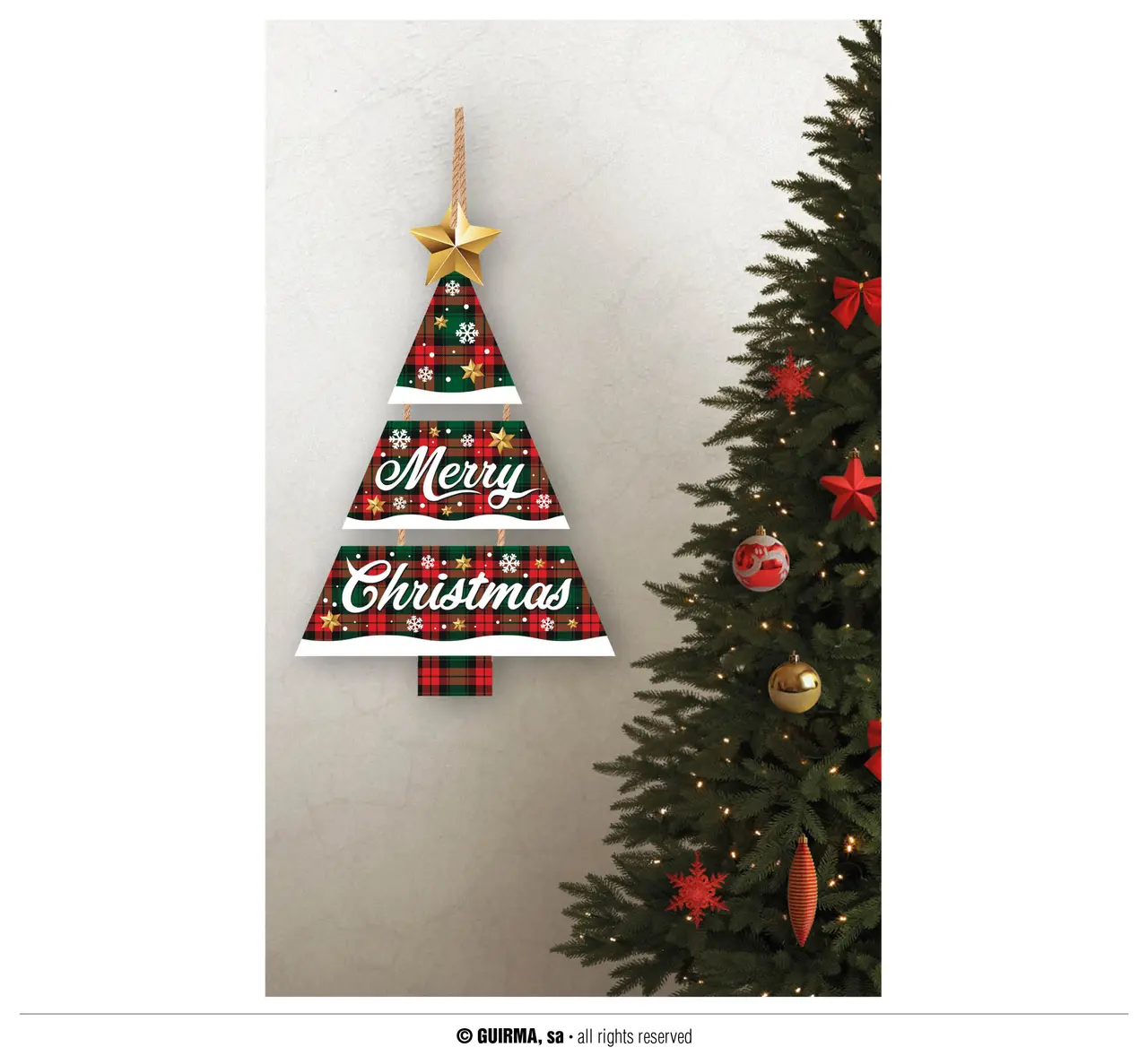 Juleskilt "Merry Christmas", 32 × 21 cm
