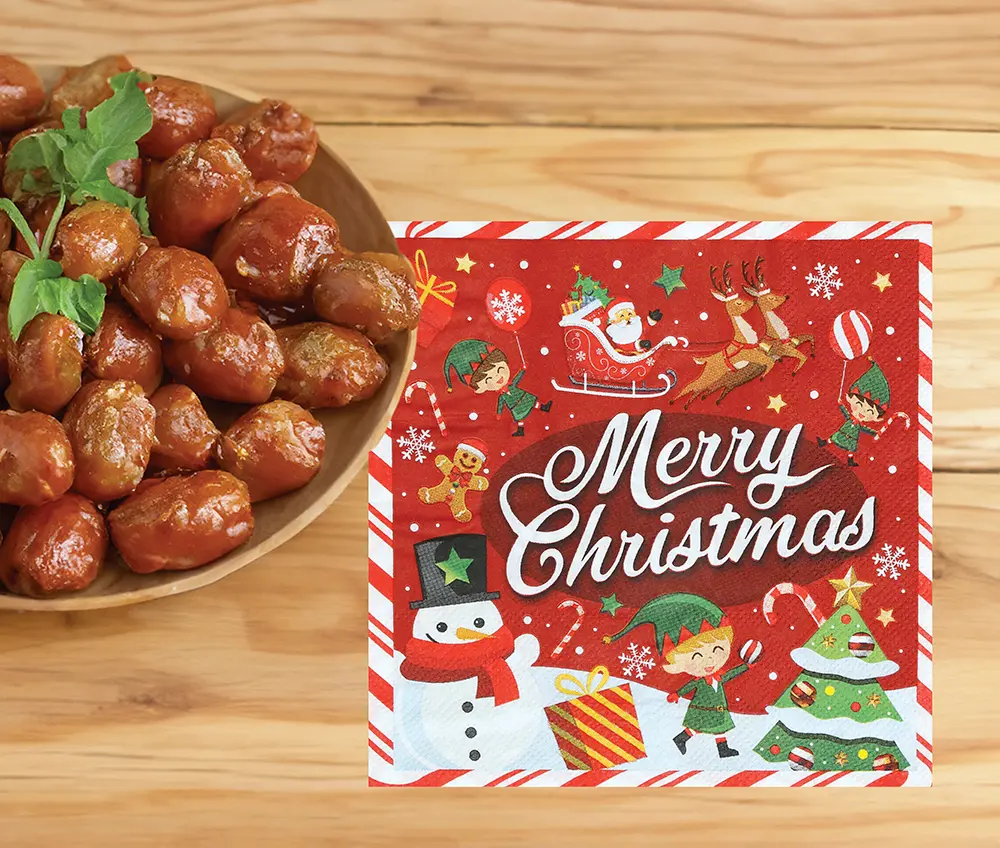 20 servietter "Merry Christmas", 16,5 × 16,5 cm