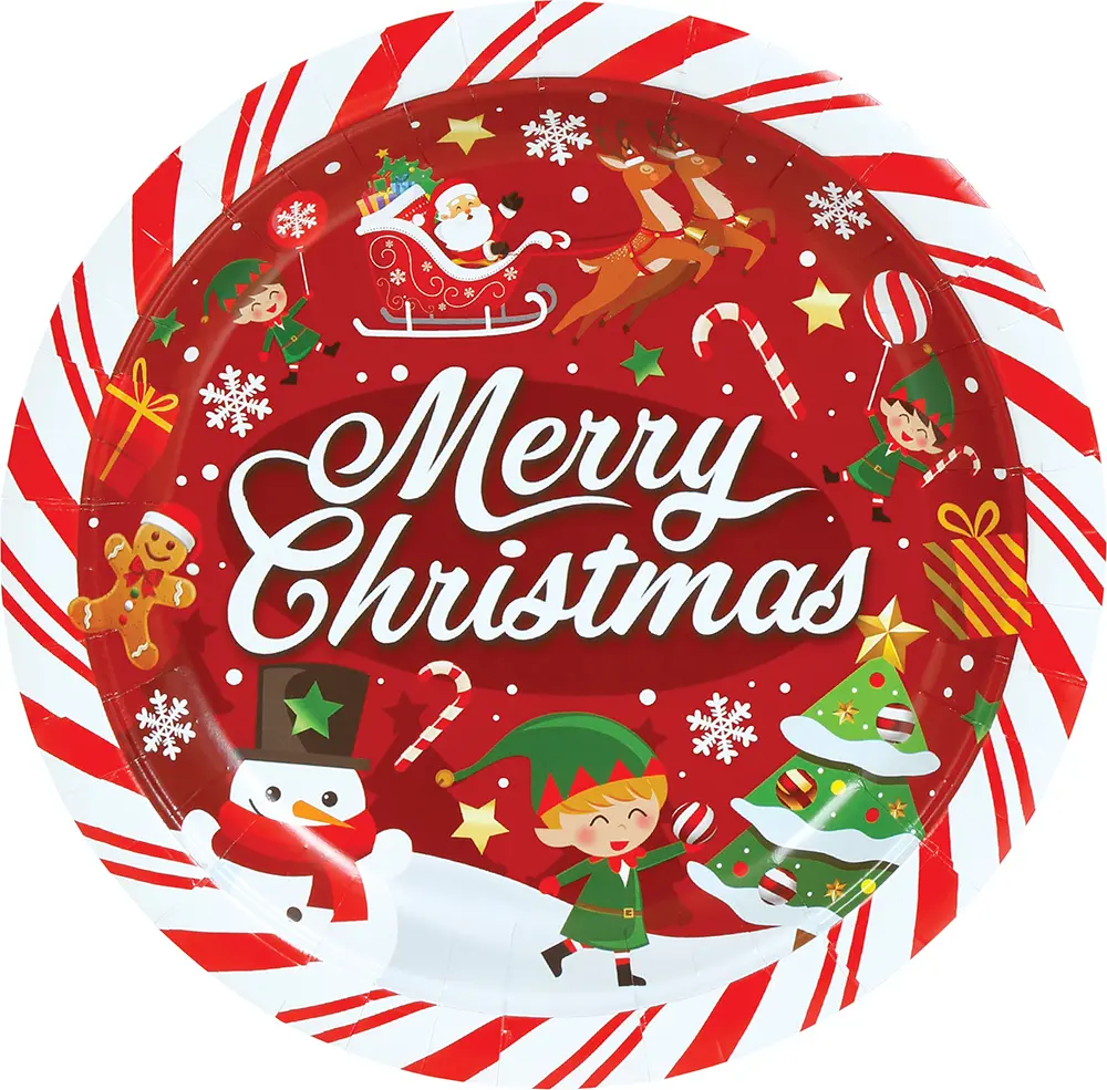 6 juletallerkener "Merry Christmas", 23 cm