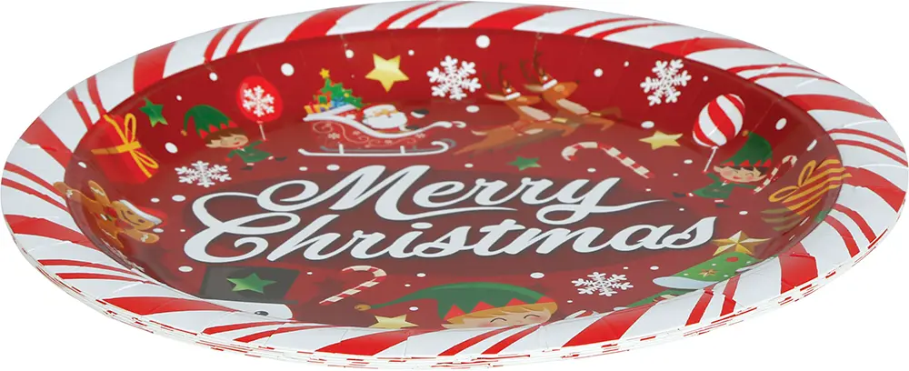 6 juletallerkener "Merry Christmas", 23 cm