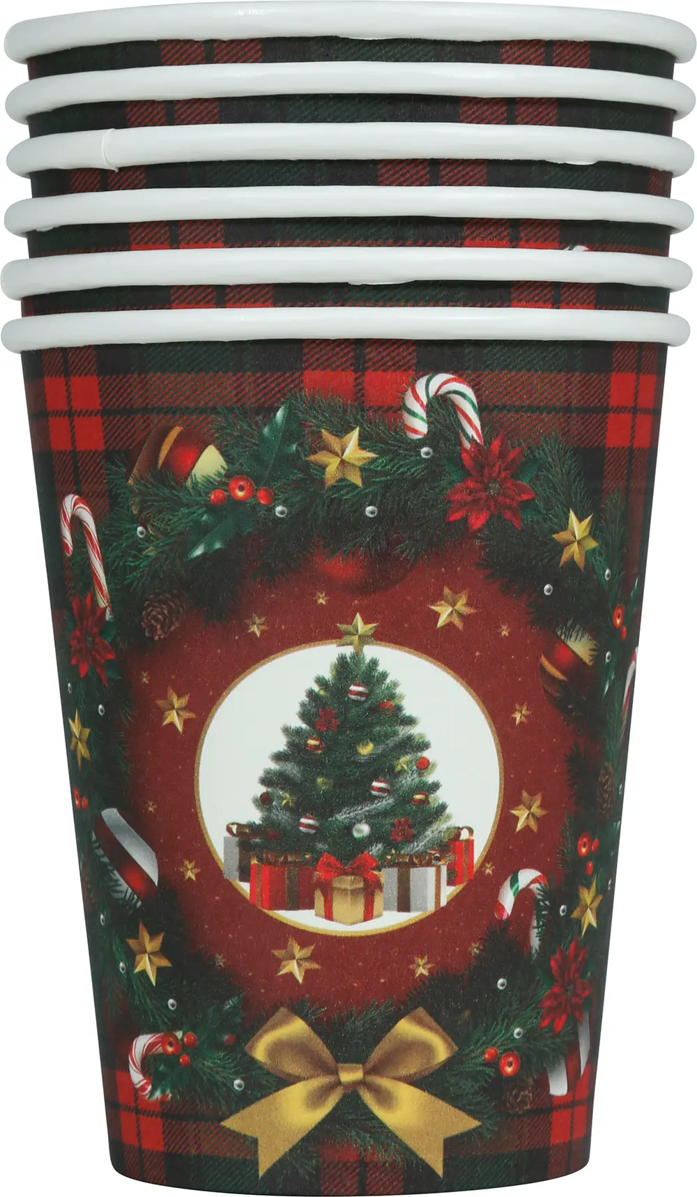 6 bægre med juletræ, 240 ml, 9 cm