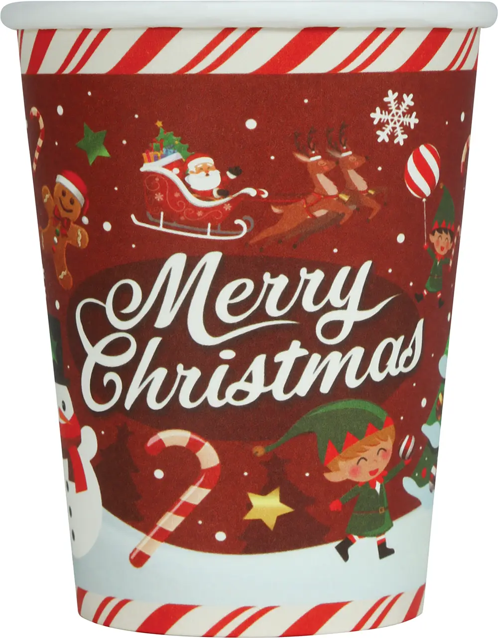 6 julebægre "Merry Christmas", 240 ml, 9 cm