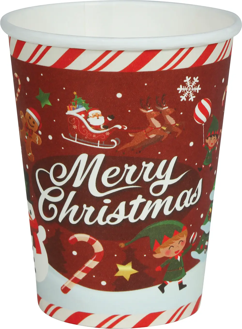 6 julebægre "Merry Christmas", 240 ml, 9 cm